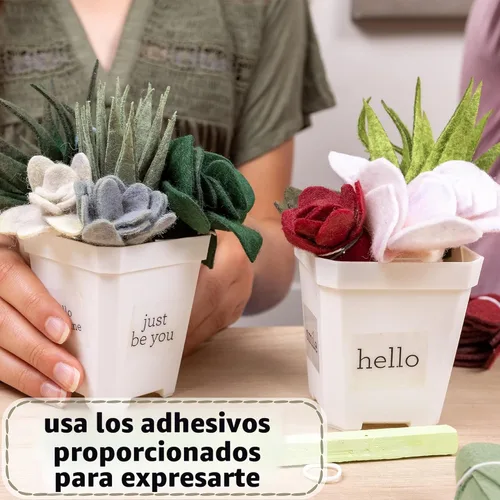 Miniatura 6 de Hapinest Kit de manualidades de suculentas de fieltro en maceta para adultos, mujeres, adolescentes y personas mayores, artes y manualidades