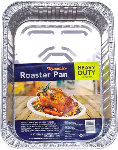 Dynamic Sartén de aluminio resistente (paquete de 24) bandeja de 17.98 x 13.23 x 2.83 pulgadas, para asar, tamaño compacto, apto para horno,