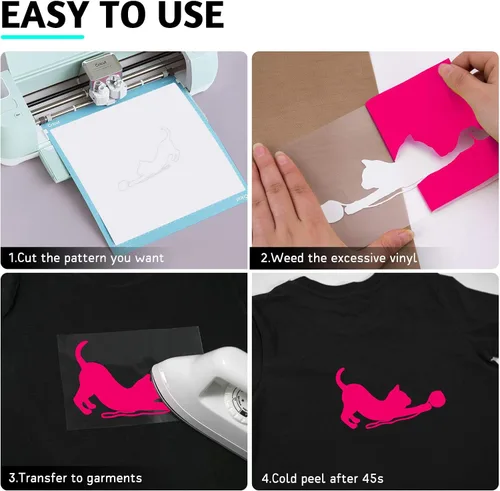 Miniatura 7 de Paquete de vinilo de transferencia de calor HTV rosa neón: 13 unidades de 12 "x 10" vinilo rosa neón para planchar en camisetas, vinilo