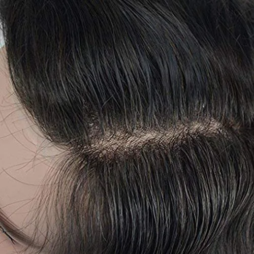 Miniatura 5 de Toupee para hombres, cabello humano para hombre, piezas de cabello de 0.002 in, piel suave y fina, un solo nudo, natural, ondulado, sistema