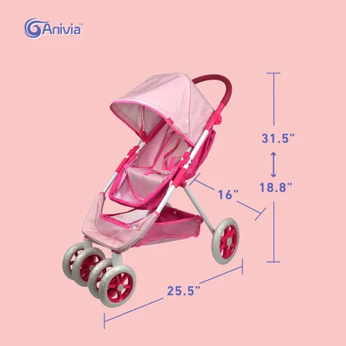 Miniatura 6 de Carriola de Muñecas ANIVIA, Cochecito de Muñecas, Silla de Paseo de Muñecas 2 en 1 y Carriola de Juguetes para Niños, Adecuado para Muñecas de hasta
