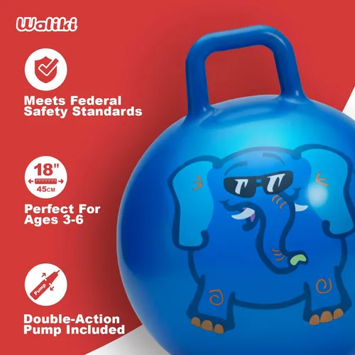 Miniatura 3 de WALIKI Pelota de Salto para Niños y Niñas de 3 a 6 años Bola de Saltar Hippity Hop Regalo de Cumpleaños Genial Azul 45,7 cm