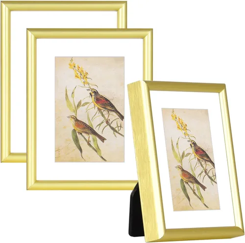 Miniatura 11 de 9x12 Picture Frame Set of 4, Matted Black Simple Modern Brushed Thin Aluminum Metal Photo Frame Fits 6x8 with Mat or 9 x 12 without Mat Vertical and