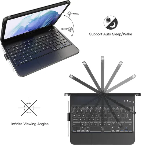 Miniatura 4 de TQQ Funda Touch para iPad (A16) de 11ª generación con teclado (11 pulgadas, 2025) y 10ª generación (10.9 pulgadas, 2022) – 360° giratorio, delgado