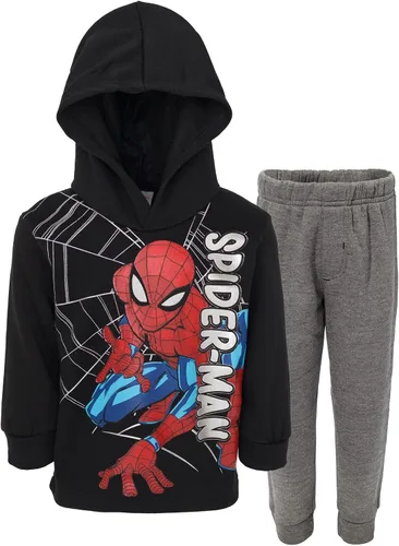 Marvel Avengers Spider-Man - Conjunto de sudadera con capucha y pantalones deportivos de forro polar para niños pequeños a niños grandes (2T - 18-20)