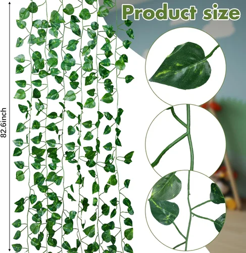 Miniatura 4 de Suncalla Hamaca de red de almacenamiento de juguetes de peluche grande, 8 piezas, con enredaderas falsas, guirnalda de hiedra artificial, decoración