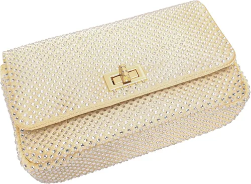Miniatura 4 de Dexmay - Bolso clásico de cristal con solapa para fiesta, bolso de mano con diamantes de imitación