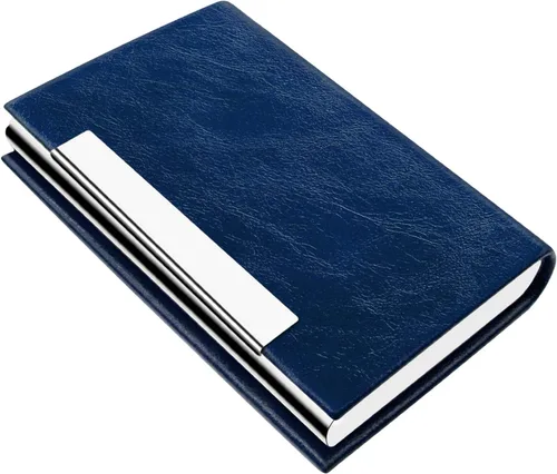 Padike - Tarjetero para tarjetas de presentación, billetera de cuero sintético con protección RFID, V-Azul, unisex azul (V-Blue)