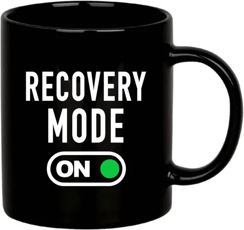 Taza de café Recovery Mode On Get Well de regalo para pacientes, regalos inspiradores motivacionales para familiares y amigos, vaso de cerámica Negro