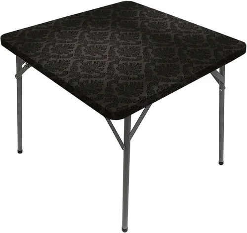 Miniatura 10 de Mantel cuadrado gris oscuro, patrón geométrico oriental marroquí, celosía cuadrada, se adapta a mesas de 24 x 24 pulgadas, para exteriores