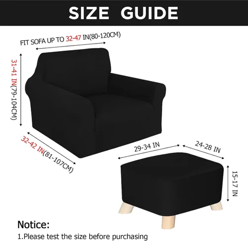 Miniatura 2 de HunnmingRe Juego de fundas para silla y otomana, funda de cojín en forma de T, funda de seda de leche, protector de muebles, sofá suave para sillón