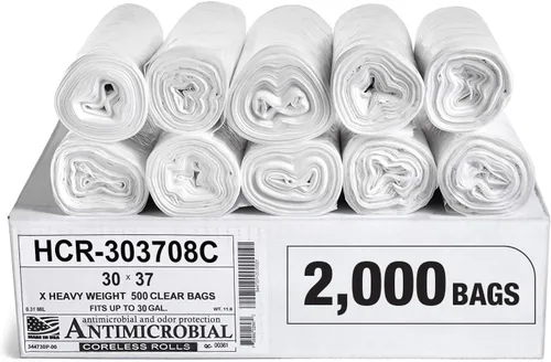 Miniatura 36 de Aluf Plastics Bolsas de basura de alta densidad, 10 galones, 1000 unidades, 6 micrones (eq), 24" x 24", transparentes, para baño, oficina