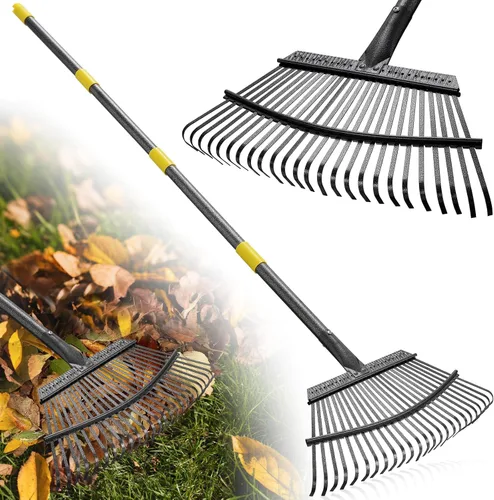 Miniatura 9 de Rastrillo para hojas: rastrillo de jardín de metal pequeño, 8.5 pulgadas de ancho, 11 púas de metal, rastrillos de hojas para niños ligeros