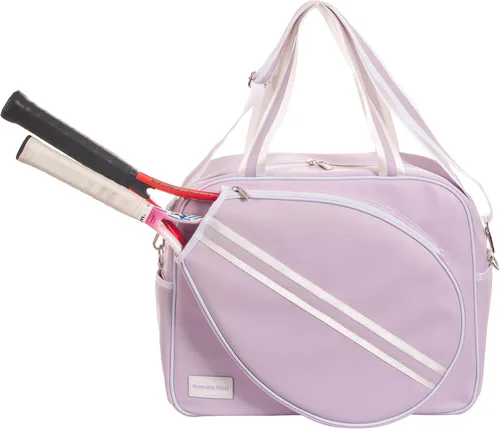 Miniatura 3 de Remobia Hicol Bolso deportivo grande de piel sintética púrpura para mujer, bolsa de hombro para raqueta de tenis, bolsa de mano de tenis para 2