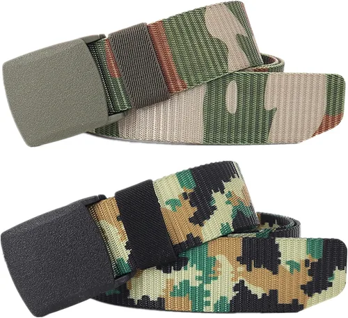 Miniatura 29 de Cinturones para hombre, cinturón táctico militar de nailon camuflaje con hebilla de plástico ajustable, paquete de 2 Camuflaje de la selva