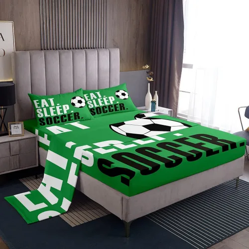 Miniatura 35 de Feelyou Football Bed Sheets Set Twin Size Basketball Sports Deep Pocket Fitted Sheet Soccer Ball Game Bedding Sets Black Baseball Gaming Soft Bed