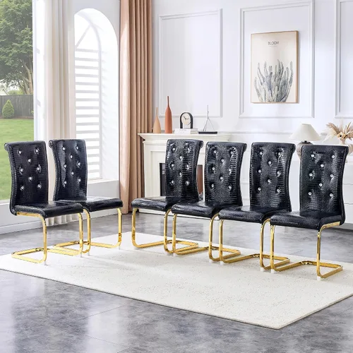 Miniatura 23 de gopop Juego de 2 sillas de comedor Juego de sillas de cocina modernas Cojín de piel sintética Patas de metal de alta resistencia Respaldo