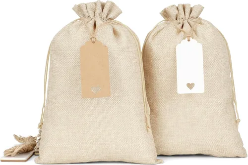 Bolsas de arpillera con cordón de 8"x12", reutilizables, para bodas, fiestas, uso doméstico