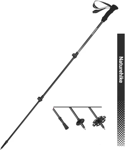 Naturehike - Bastón de trekking de fibra de carbono 3K plegable y telescópico de 3 secciones ultraligero para mujeres y hombres, bastón de