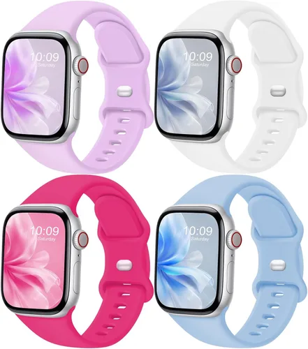 Correa deportiva compatible con Apple Watch de 38, 40, 41, 42, 44, 45, 46 y 49 mm, unisex, accesorio de repuesto de silicona suave para correas de