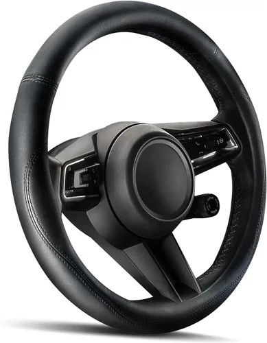 HOTOR Funda para volante de automóvil, accesorio universal para diversos automóviles, funda de cuero con forro antideslizante, para volante con un