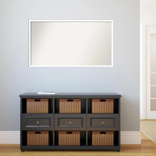 Miniatura 904 de Amanti Art Espejo de baño blanco para sobre el fregadero, 32 x 45 pulgadas, espejo de tocador rectangular blanco esbelto, marco de madera moderno