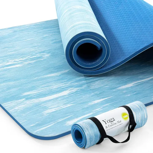 Miniatura 12 de UMINEUX - Esterilla de yoga extra gruesa, 2/5 pulgada (10 mm), de goma natural y TPE, antideslizante, con correa para mujeres y hombres, esterilla