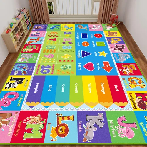 Miniatura 9 de ABC - Alfombra infantil para sala de juegos, alfombra de juego educativo para niños, alfombras preescolares con ABC, números, alfombras