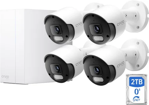 Sistema de cámara de seguridad PoE 4K con NVR, 4 cámaras exteriores con cable de 8 MP, grabación local 24/7, sin tarifas mensuales, detección de
