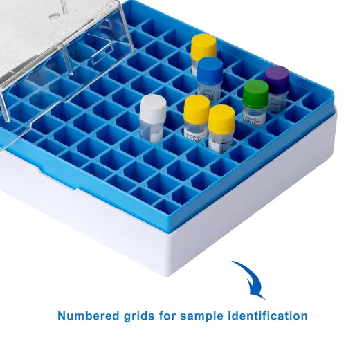 Miniatura 4 de Caja de congelador de laboratorio de PC de 2 pulgadas y 81 pozos, caja de almacenamiento criogénica, caja de almacenamiento criogénica