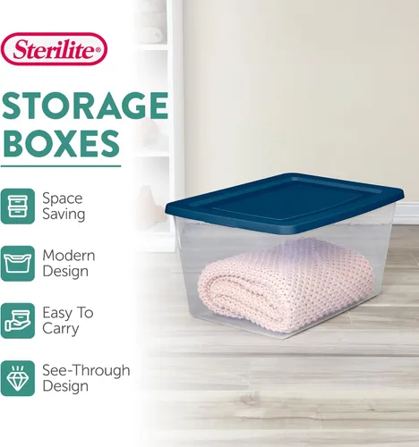 Miniatura 3 de Sterilite Paquete de 8 cajas de almacenamiento, contenedores apilables de plástico transparente, organizadores ligeros para el hogar con tapas a