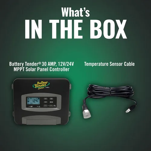 Miniatura 3 de Battery Tender Controlador de carga solar MPPT de 30 amperios con pantalla LCD para uso con baterías de plomo ácido de 12 voltios/24 voltios, AGM