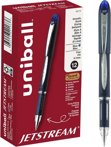 Bolígrafo uniball Jetstream de punta fina (0.7mm), azul