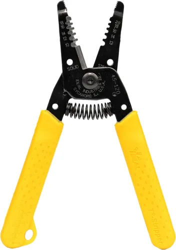 Miniatura 9 de Ideal Electrical 45-121 T-6 T-Stripper - 14-26 AWG, pelador de cables en T amarillo con agujeros en bucle, pinza con punta, apertura automática