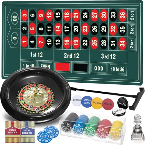 Juego de ruleta de 16 pulgadas, mesa y rueda de ruleta, rueda de ruleta ABS de 16 pulgadas, alfombrilla de ruleta de goma de 47 x 24 pulgadas, 100