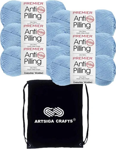 Miniatura 9 de Premier Yarns Everyday Anti-Pelusa Hilo Sólido Verde Pino DN100-8 (6-Madejas - Mismo Lote de Tinta) #4 Peso Estambre Acrílico para Tejer