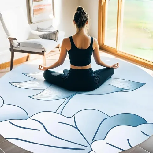 Miniatura 3 de Tapete redondo de yoga para meditación, tapete grande de goma natural antideslizante para el hogar, ejercicio al aire libre, meditación