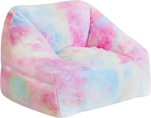 Cvortll Sillas de Puf para Niños, 27" Sofá de Puf Moderno en Colores Arcoíris con Relleno de Espuma y Suave Forro de Pelo Sintético, Sillas de Puf