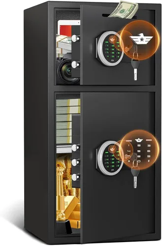 Caja fuerte de seguridad digital extra grande de 6.0 pies cúbicos, resistente al fuego, impermeable, con ranura para depósito, alarma antirrobo,