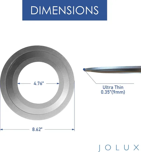 Miniatura 2 de Jolux Paquete de 4 anillos de plata mate para iluminación de lata empotrada de 5/6 pulgadas, plástico, diámetro exterior de 8.6 pulgadas, diámetro