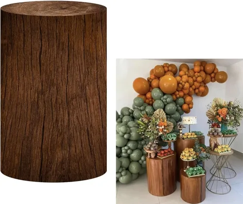 Cubiertas de pedestal de madera vintage para decoración de fiesta de cumpleaños, textura granulada de madera, cubierta de zócalo de tela, cubierta