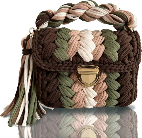 CHQEL Bolso de mano de noche para mujer, hecho a mano, bolso de fiesta de boda de ganchillo, pequeño bolso de mano formal con solapa