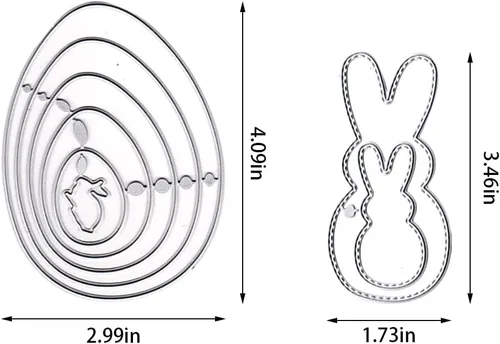 Miniatura 2 de ALIBBON 2 piezas de marco de huevo de conejo de Pascua troquelado para hacer tarjetas, troqueles de corte de Pascua, moldes de plantilla de metal
