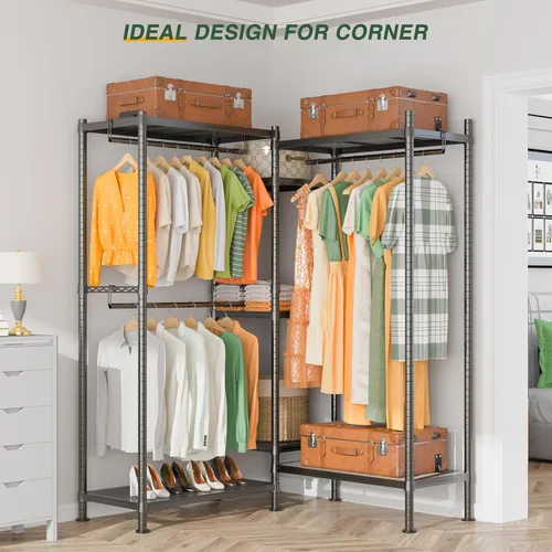 Miniatura 2 de LEHOM G6M Perchero resistente para colgar ropa, perchero portátil de tamaño compacto para organizar el clóset, perchero de metal independiente