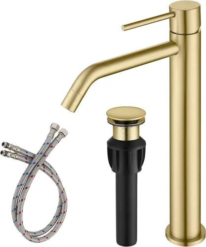 Miniatura 12 de Grifo de fregadero negro con ensamblaje de drenaje y líneas de suministro cUPC, grifos negros mate de acero inoxidable para fregadero de baño, grifo