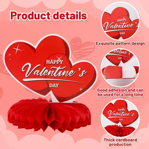 Miniatura 3 de 10 piezas de centros de mesa de panal de abeja de San Valentín para la mesa, decoraciones de San Valentín, centro de mesa de panal, centros de mesa