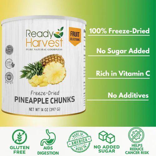 Miniatura 5 de Ready Harvest Alimentos liofilizados - Trozos de piña Almacenamiento de emergencia Alimentos integrales Lata #10 Vida útil de 30 años