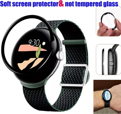 Miniatura 4 de Paquete de 4 protectores de pantalla diseñados para Google Pixel Watch, película de TPU, protección de relojes inteligentes sin burbujas para Google