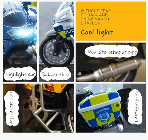 Miniatura 4 de Juguetes de motocicleta de tracción hacia atrás, pequeño regalo con iluminación musical, motocicletas de policía de juguete para niños de 3, 4, 5