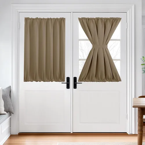 Miniatura 96 de Cortina térmica para puerta con bolsillo para barra, opacas, tratamiento de ventanas con ojales y ojales Deconovo 1 panel